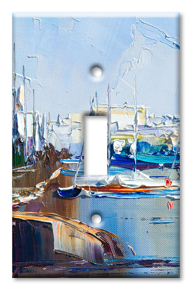 Art Plates - Decorative OVERSIZED Wall Plates & Outlet Covers - By the Bay Abstract Acrylic
