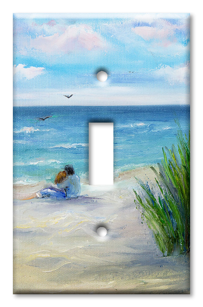 Art Plates - Decorative OVERSIZED Switch Plates & Outlet Covers - Lovers on the Beach