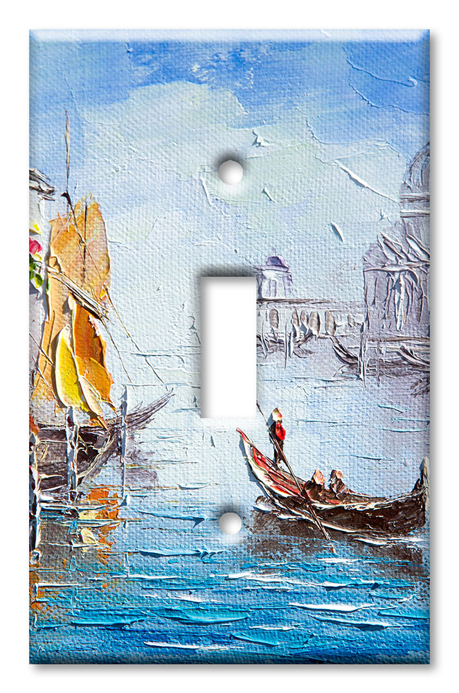 Art Plates - Decorative OVERSIZED Switch Plates & Outlet Covers - Lovers Gondola Ride