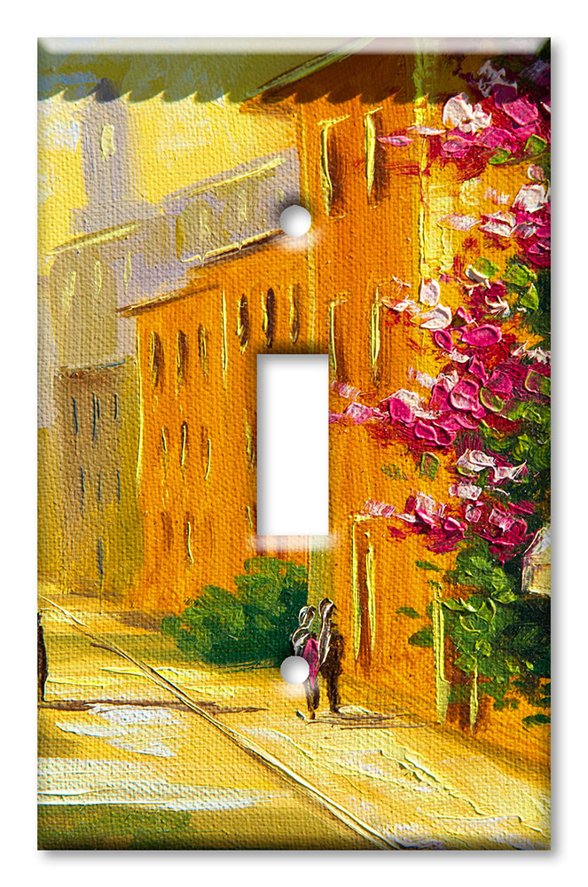 Art Plates - Decorative OVERSIZED Switch Plate - Outlet Cover - Stroll Down the Street