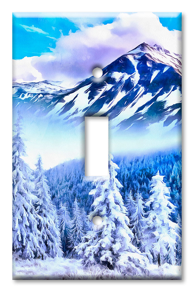 Art Plates - Decorative OVERSIZED Switch Plate - Outlet Cover - Snowy Mountain Side