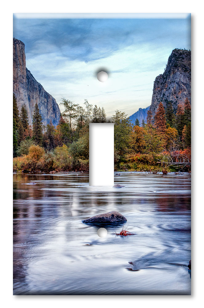 Art Plates - Decorative OVERSIZED Switch Plate - Outlet Cover - River Between Mountains