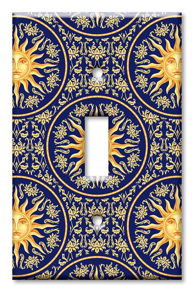 Art Plates - Decorative OVERSIZED Wall Plate - Outlet Cover - Golden Sun Toss