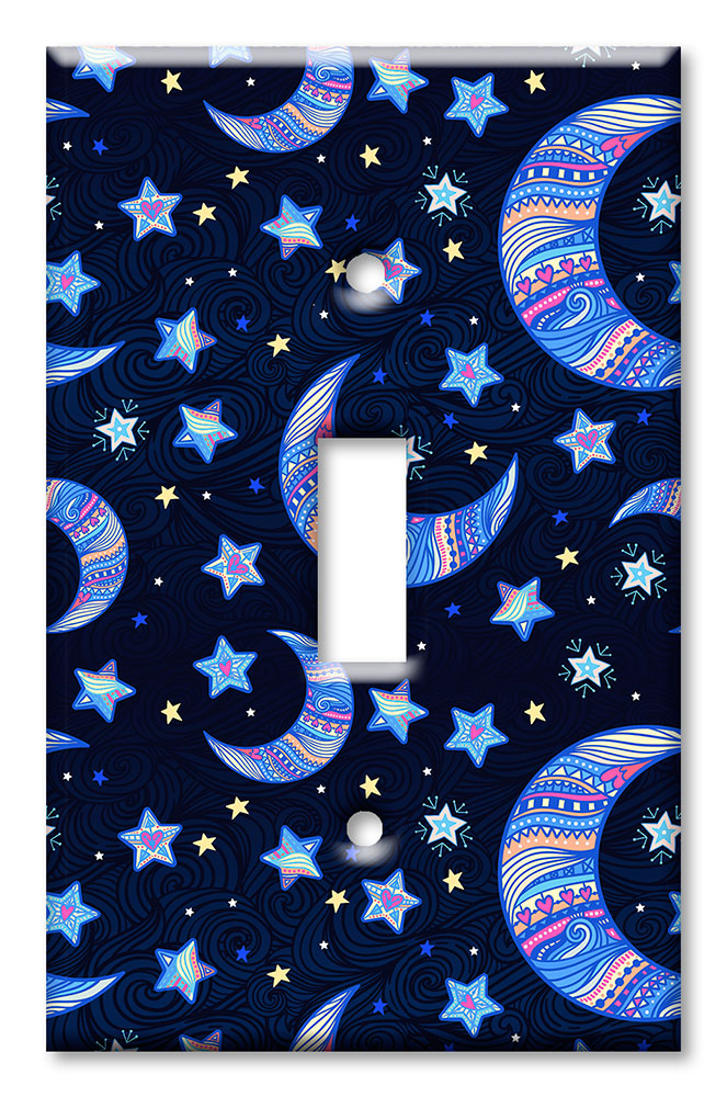 Art Plates - Decorative OVERSIZED Wall Plates & Outlet Covers - Colorful Crescent Moons
