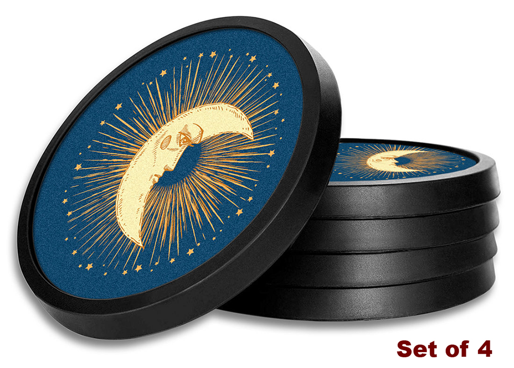 Golden Moon with Blue Background - #3064