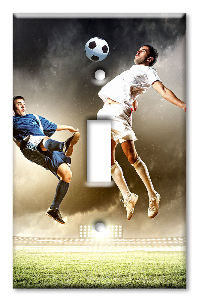 Art Plates - Decorative OVERSIZED Switch Plate - Outlet Cover - Soccer Players
