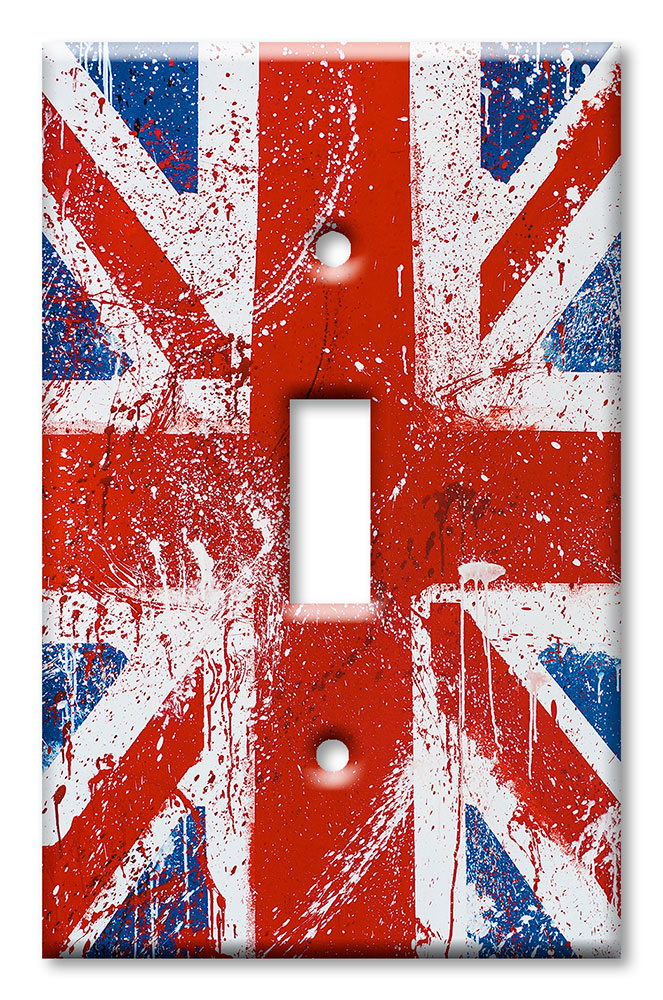 Art Plates - Decorative OVERSIZED Wall Plate - Outlet Cover - Great Britain Flag - Union Jack