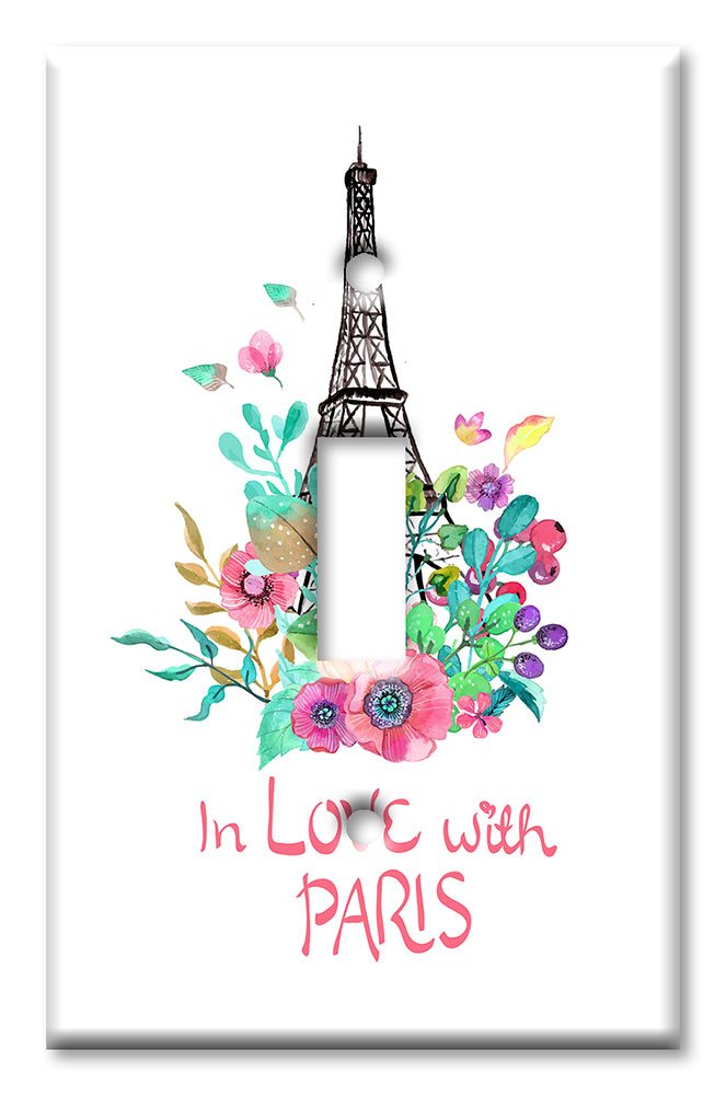 Art Plates - Decorative OVERSIZED Wall Plate - Outlet Cover - In Love with Paris II