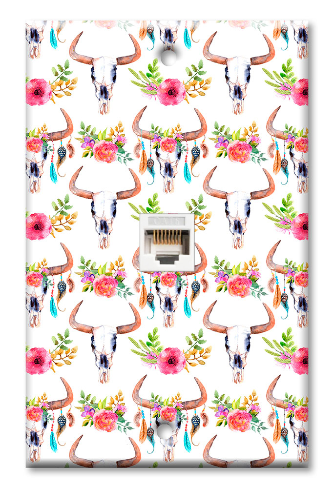 Bull Skull and Flowers Toss - #3098