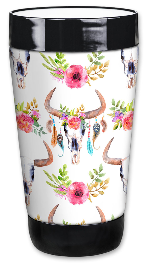 Bull Skull & Flowers Toss - #3098