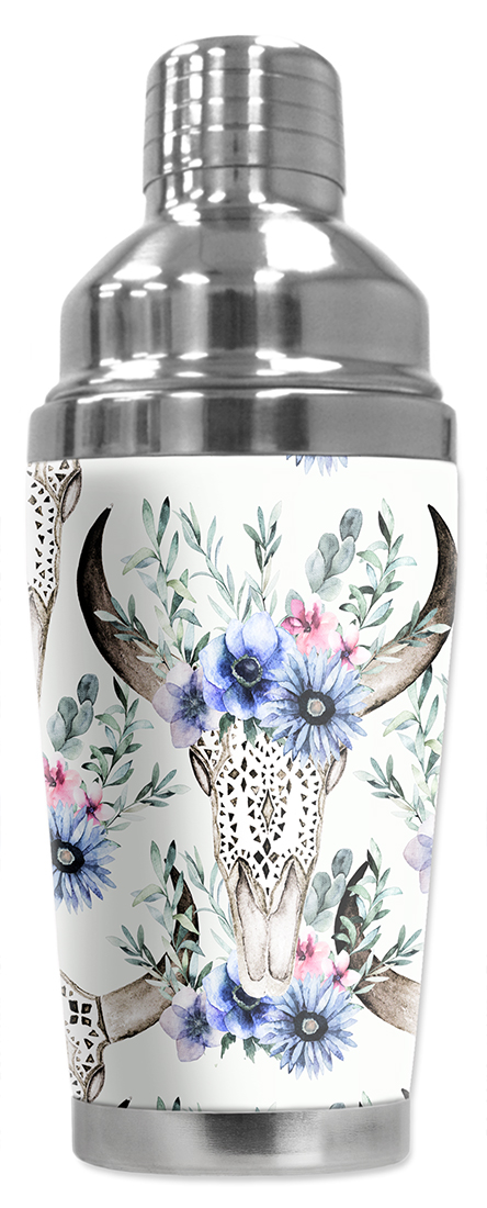 Bull Skull & Blue Flowers - #3100