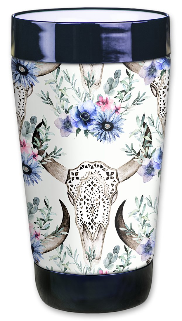 Bull Skull & Blue Flowers - #3100