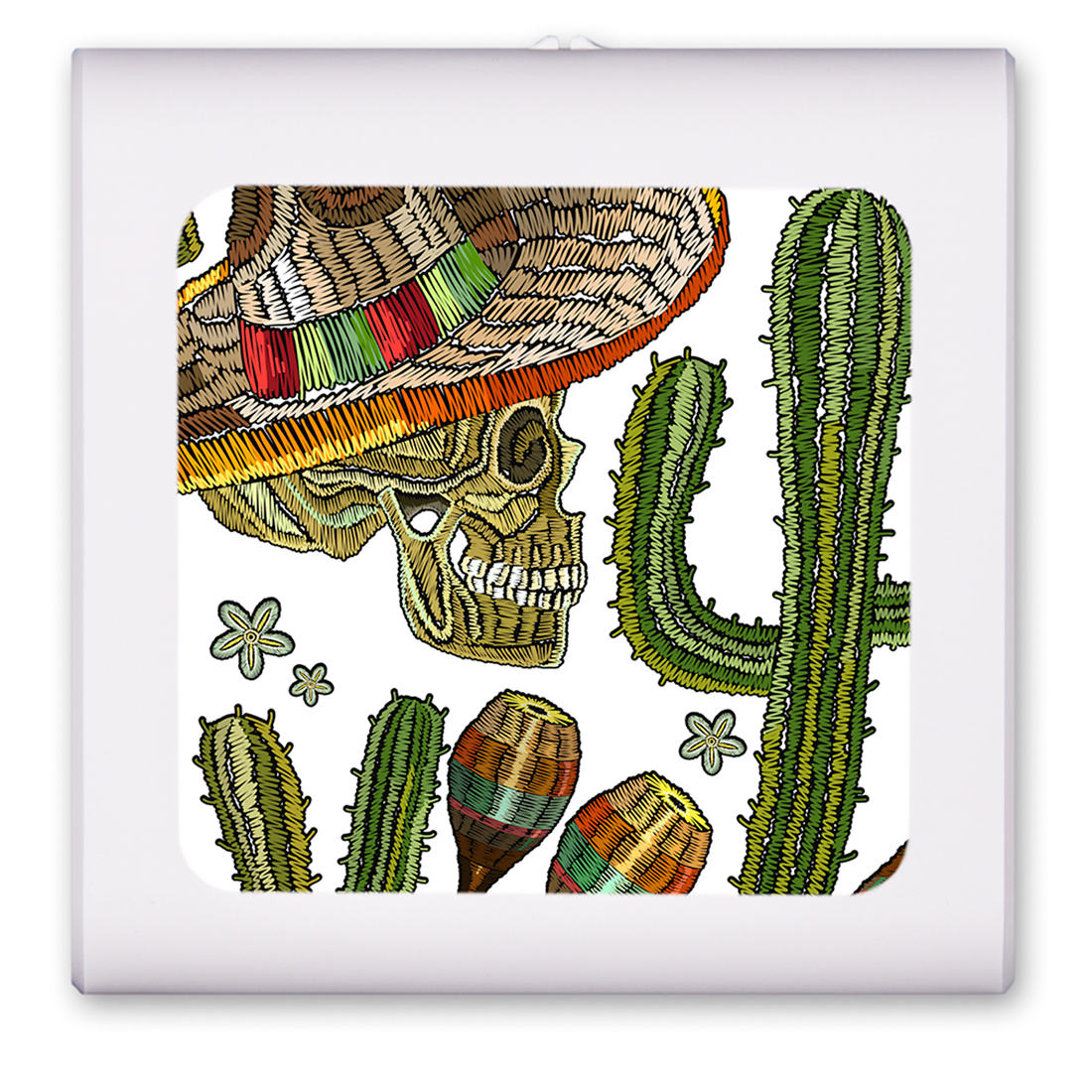 Skulls and Cactus White Background - #3104