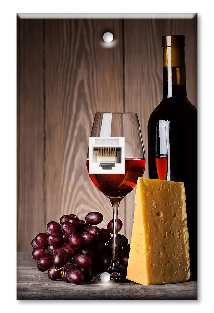 Glass of Red Wine and Cheese - #3109