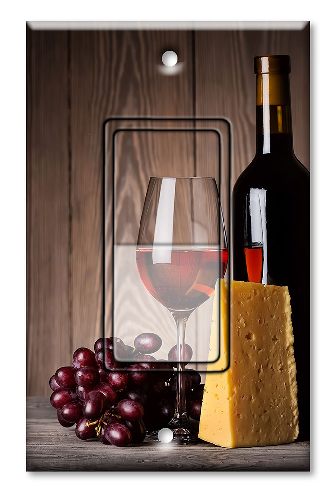 Glass of Red Wine and Cheese - #3109