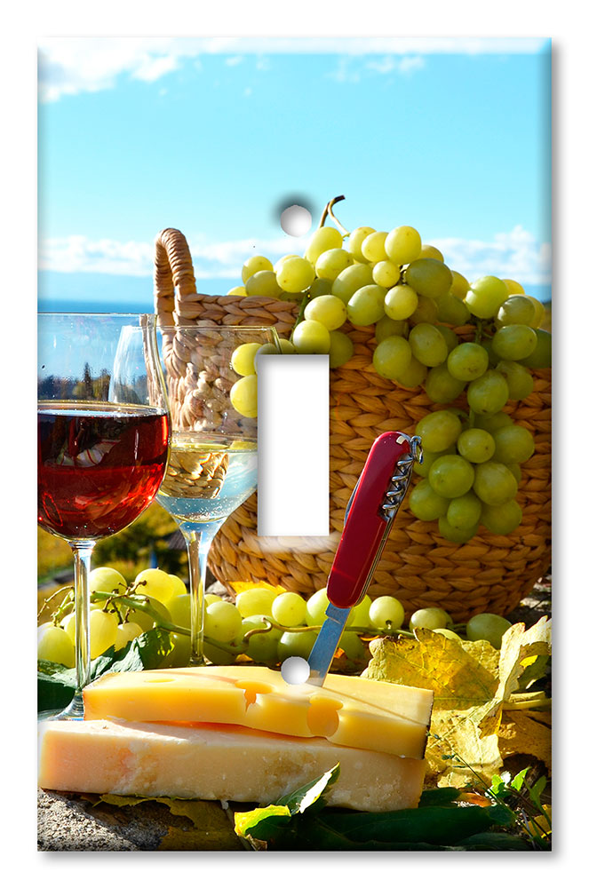 Art Plates - Decorative OVERSIZED Switch Plate - Outlet Cover - Wine by the Ocean