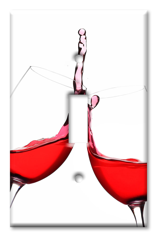 Art Plates - Decorative OVERSIZED Switch Plate - Outlet Cover - Red Wine, Cheers