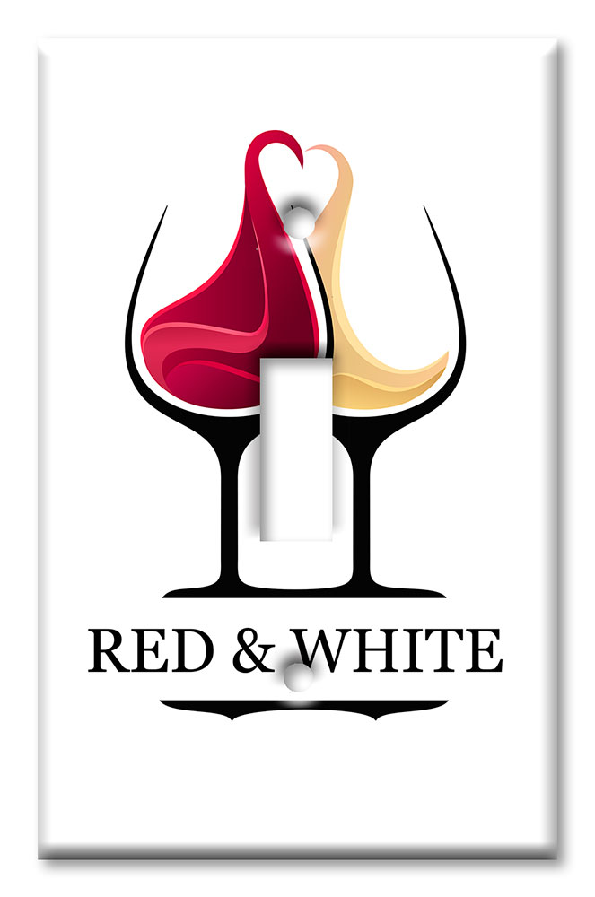 Art Plates - Decorative OVERSIZED Switch Plates & Outlet Covers - Red and White Wine