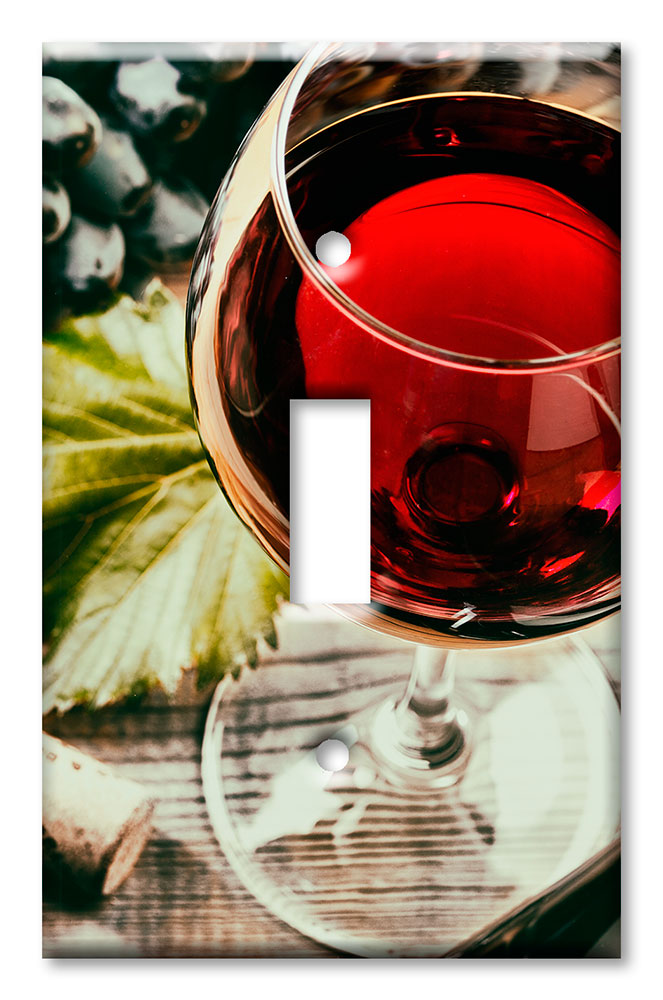 Art Plates - Decorative OVERSIZED Switch Plate - Outlet Cover - Red Wine from Above