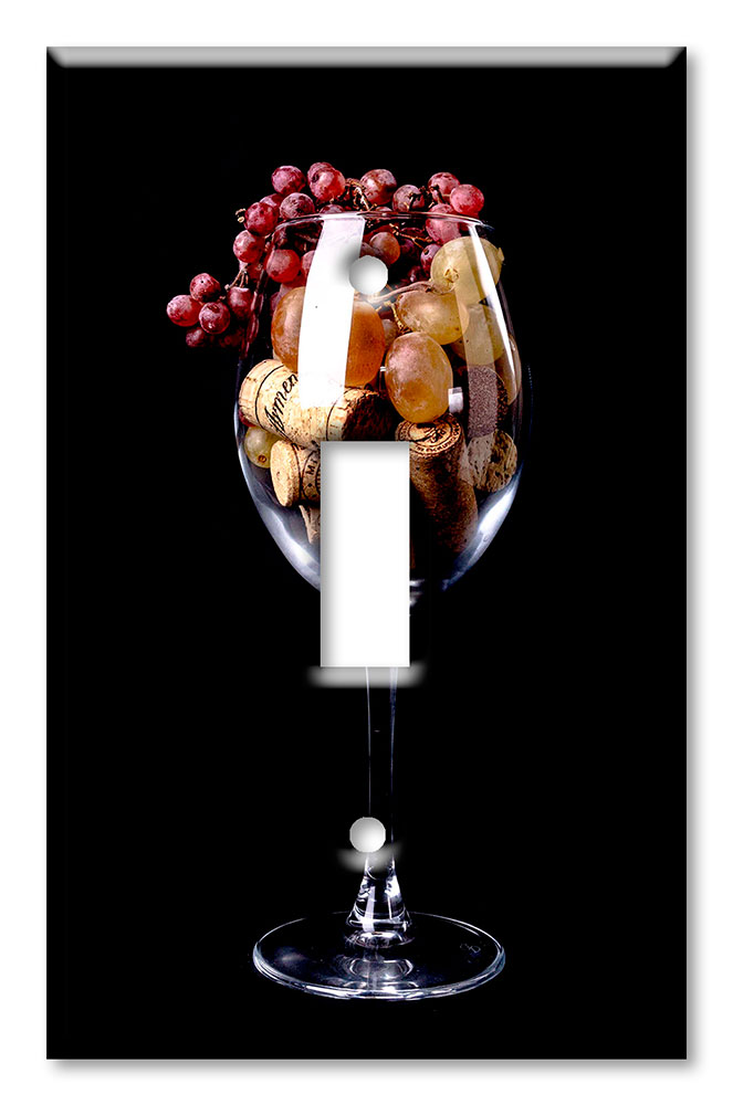 Art Plates - Decorative OVERSIZED Wall Plates & Outlet Covers - Corks in a Wine Glass