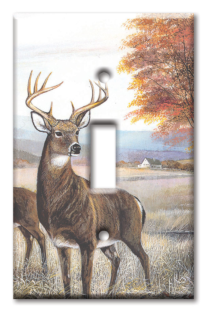 Art Plates - Decorative OVERSIZED Switch Plate - Outlet Cover - White Tail Deer