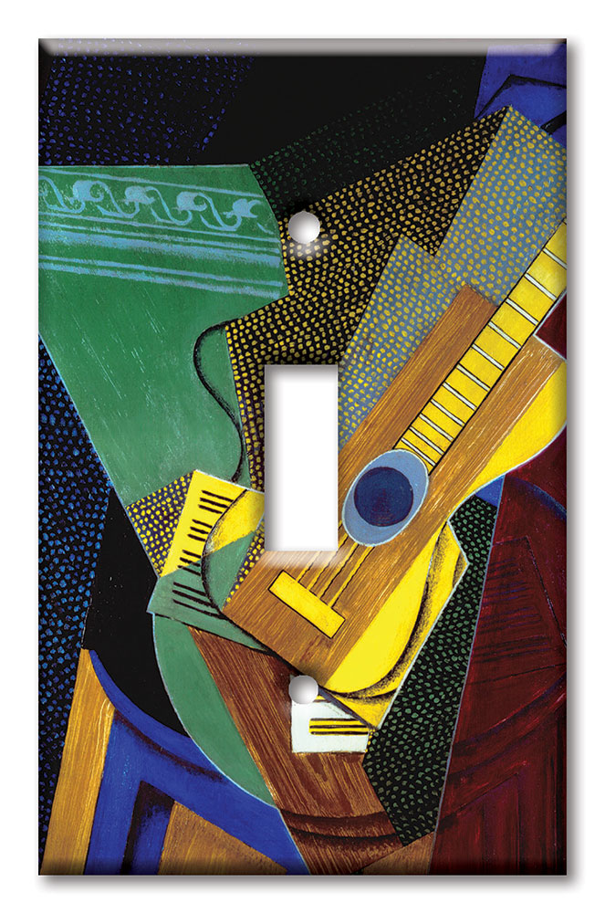 Art Plates - Decorative OVERSIZED Wall Plate - Outlet Cover - Gris: Guitar on a Table