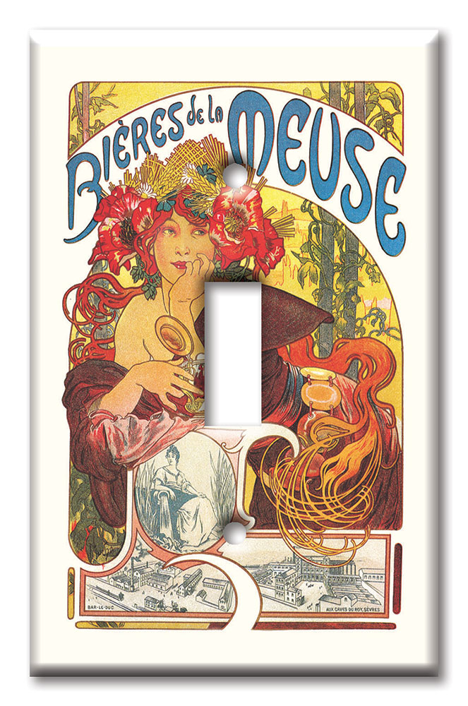 Art Plates - Decorative OVERSIZED Switch Plates & Outlet Covers - Mucha: Bieres De La Meuse