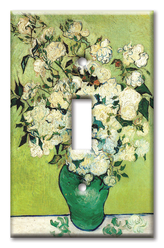 Art Plates - Decorative OVERSIZED Switch Plate - Outlet Cover - Van Gogh: Vase of Roses