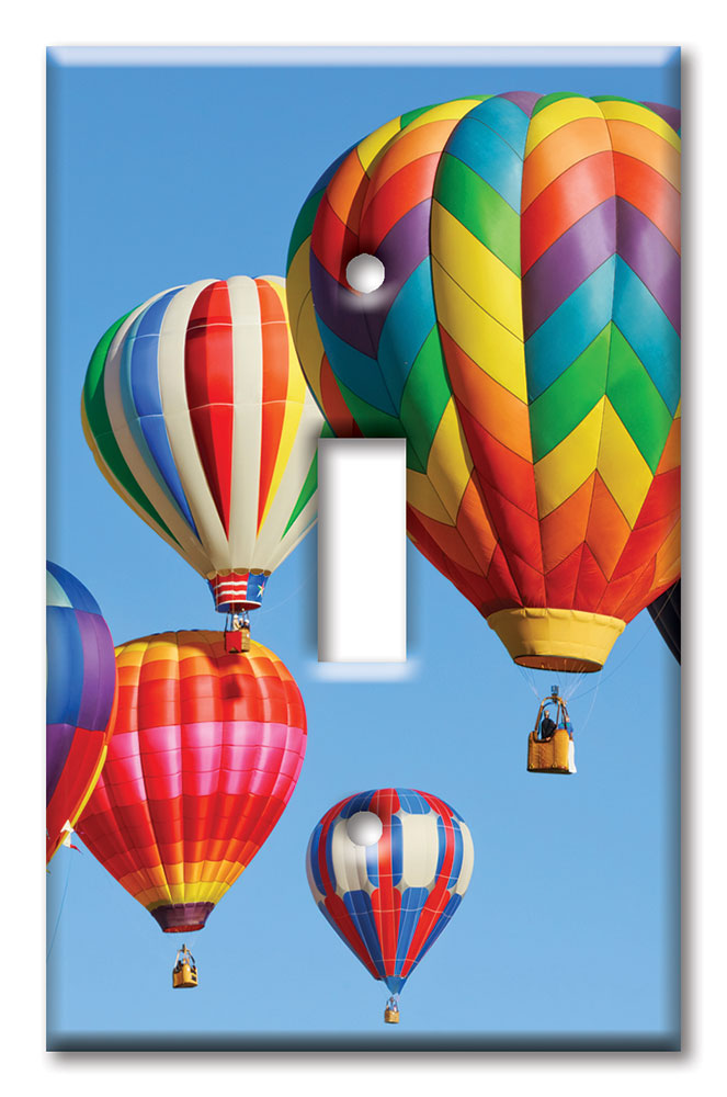 Art Plates - Decorative OVERSIZED Wall Plate - Outlet Cover - Hot Air Balloons