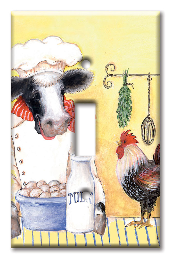 Art Plates - Decorative OVERSIZED Wall Plates & Outlet Covers - Cow Chef