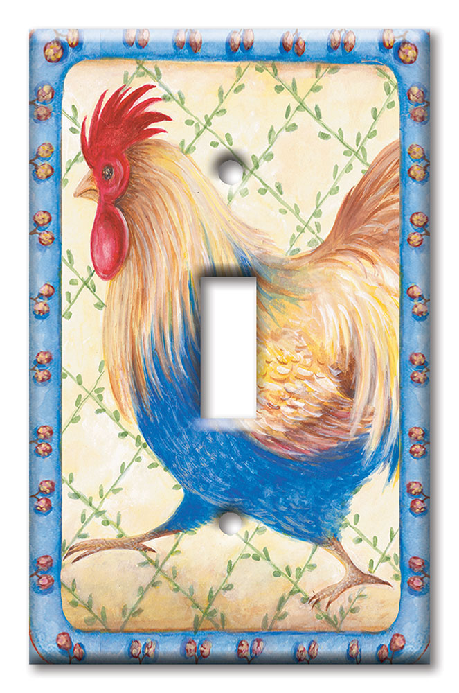 Art Plates - Decorative OVERSIZED Switch Plate - Outlet Cover - Running Rooster