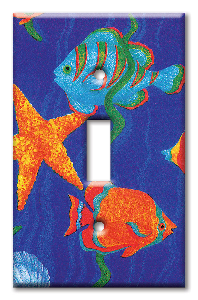 Art Plates - Decorative OVERSIZED Wall Plate - Outlet Cover - Fish II