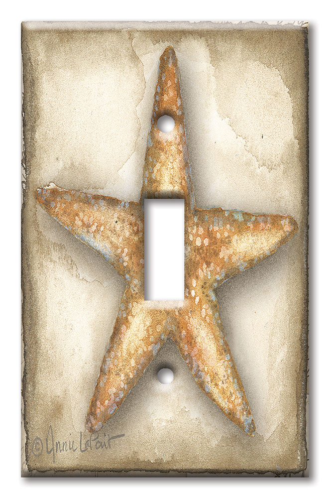 Art Plates - Decorative OVERSIZED Switch Plate - Outlet Cover - Star Fish