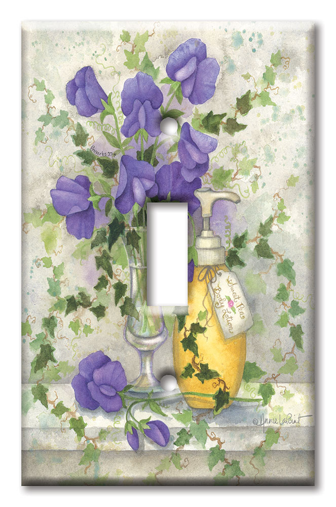 Art Plates - Decorative OVERSIZED Switch Plate - Outlet Cover - Sweet Pea Body Lotion