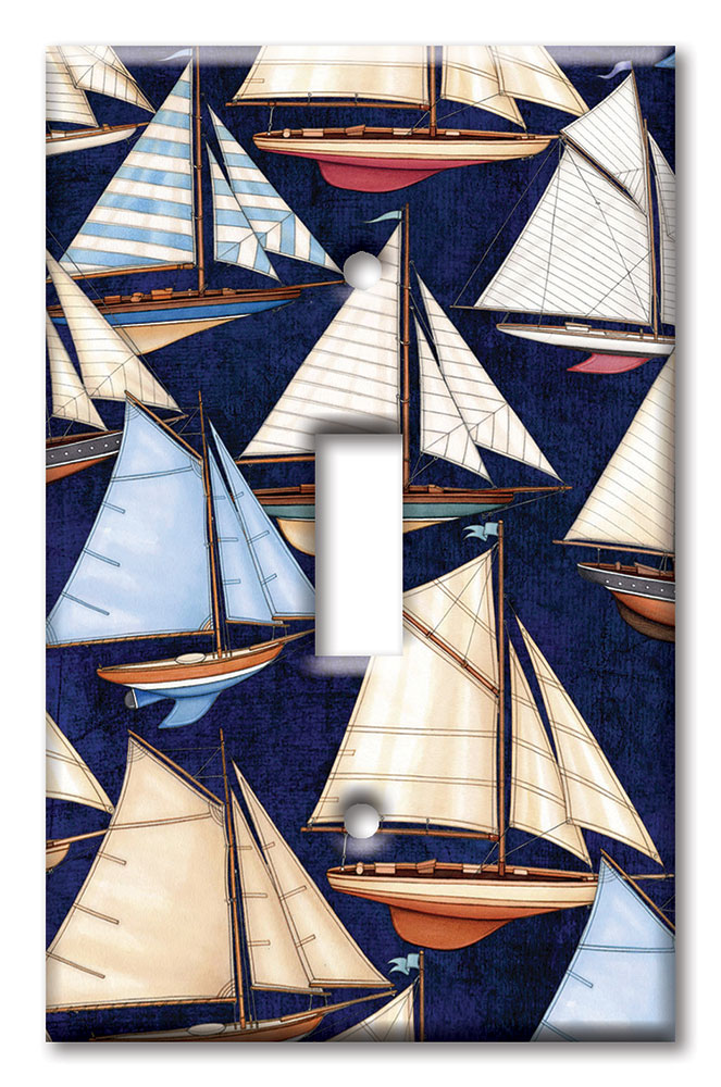 Art Plates - Decorative OVERSIZED Switch Plate - Outlet Cover - Sail Boats - Image by Dan Morris