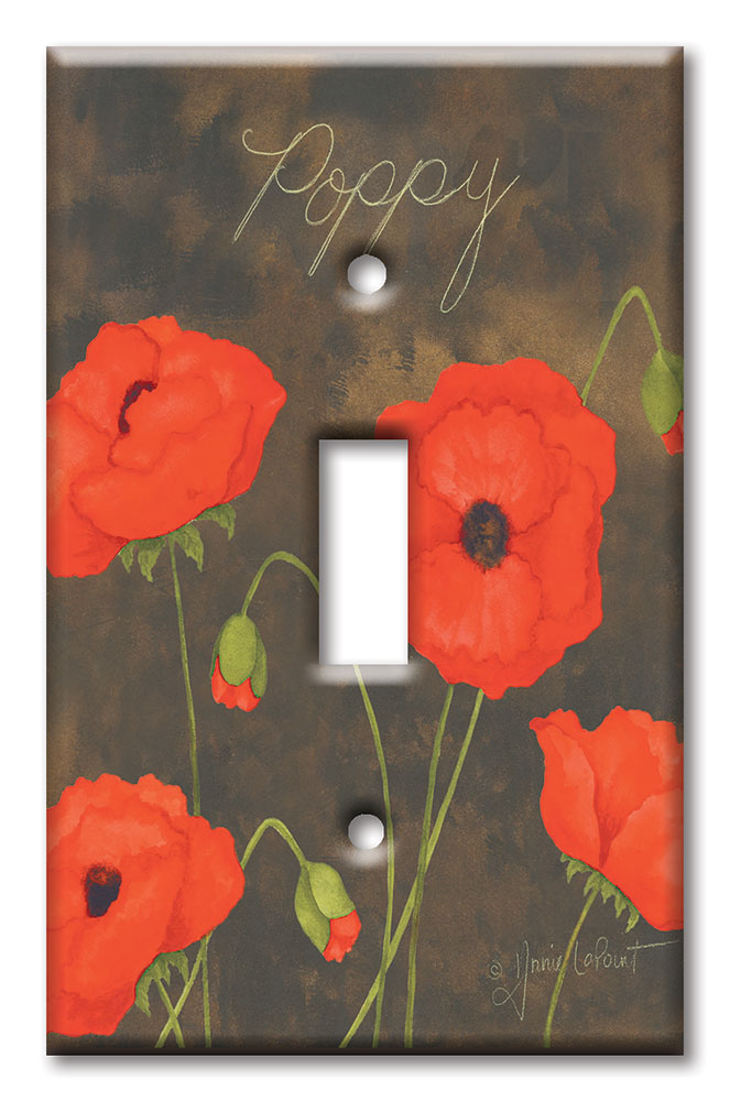 Art Plates - Decorative OVERSIZED Switch Plates & Outlet Covers - Poppy
