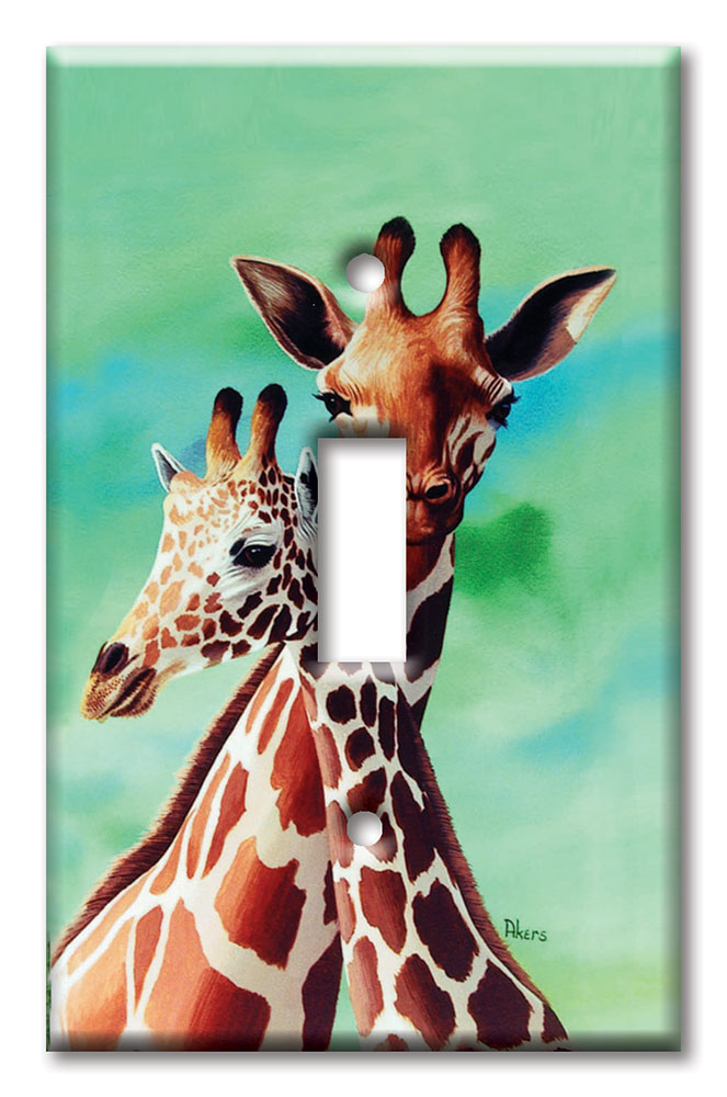 Art Plates - Decorative OVERSIZED Wall Plate - Outlet Cover - Giraffes II