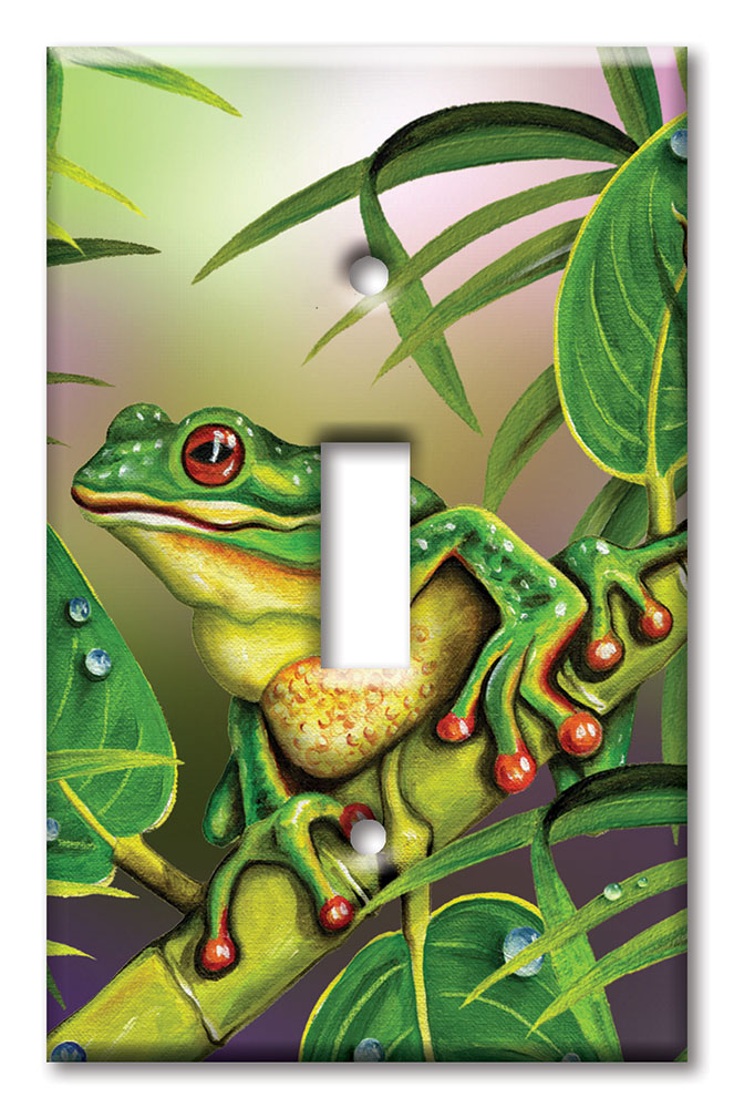 Art Plates - Decorative OVERSIZED Switch Plates & Outlet Covers - Red Eyed Frog
