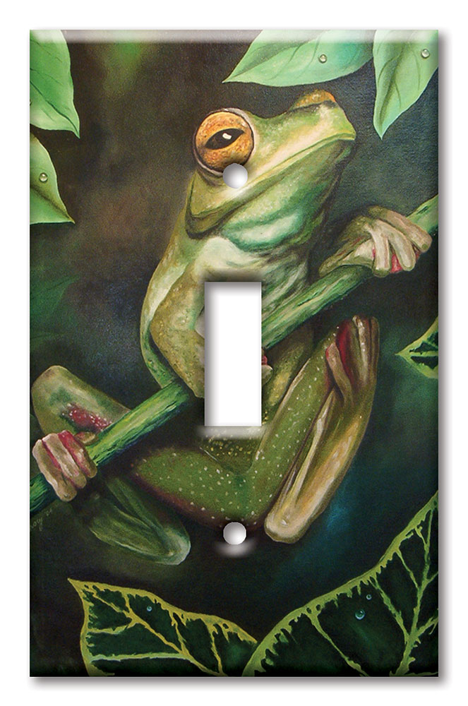 Art Plates - Decorative OVERSIZED Switch Plate - Outlet Cover - Yellow Eyed Tree Frog