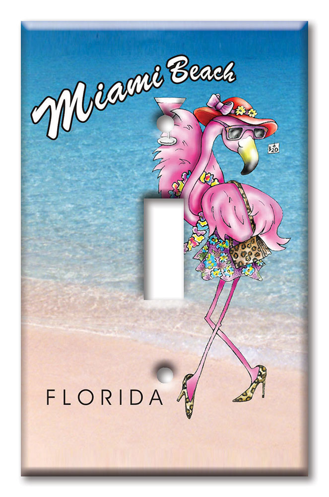 Art Plates - Decorative OVERSIZED Switch Plates & Outlet Covers - Miami Flamingo: Hers