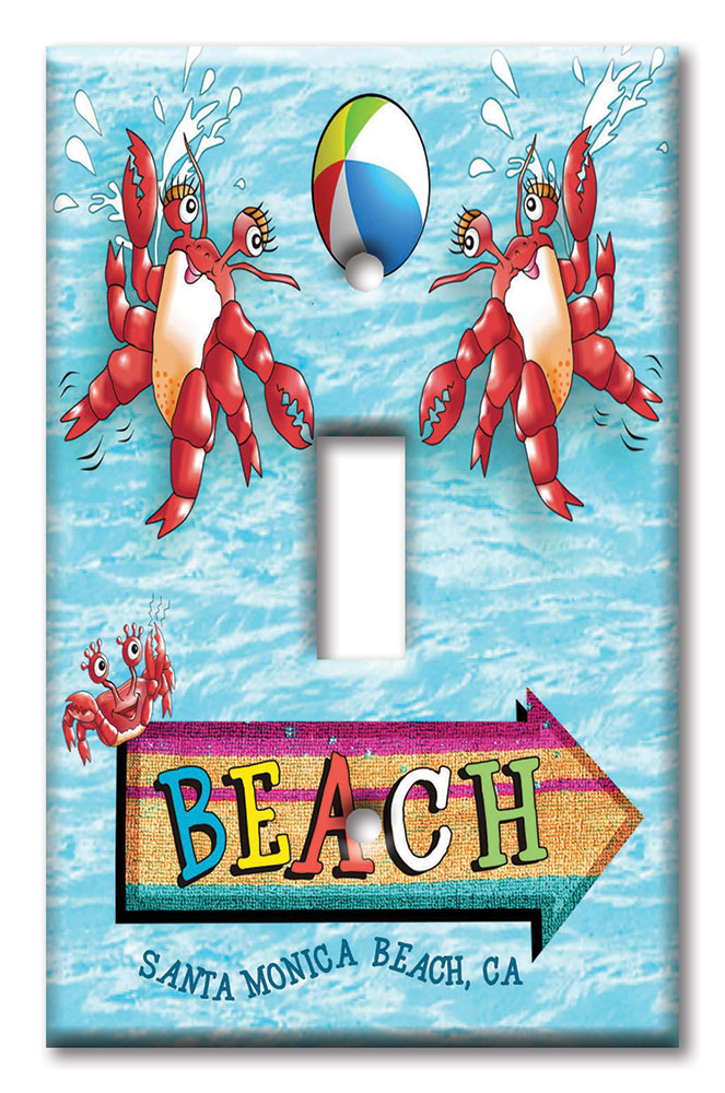 Art Plates - Decorative OVERSIZED Switch Plate - Outlet Cover - Santa Monica Beach