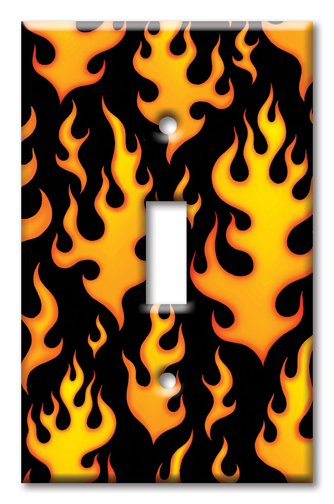 Art Plates - Decorative OVERSIZED Wall Plate - Outlet Cover - Flames - Image by Dan Morris