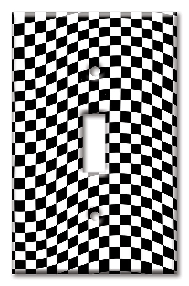 Art Plates - Decorative OVERSIZED Wall Plates & Outlet Covers - Checkered Flag