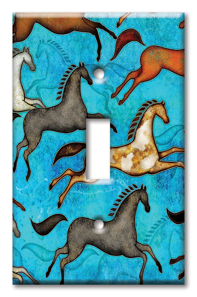 Art Plates - Decorative OVERSIZED Wall Plates & Outlet Covers - Aztec Horses - Image by Dan Morris