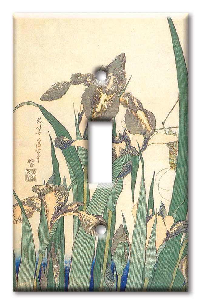 Art Plates - Decorative OVERSIZED Wall Plate - Outlet Cover - Hokusai: Irises