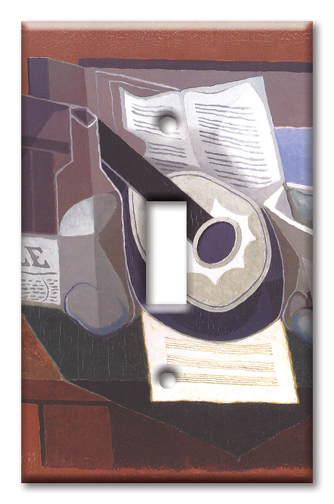 Art Plates - Decorative OVERSIZED Wall Plate - Outlet Cover - Gris: Still Life with Guitar