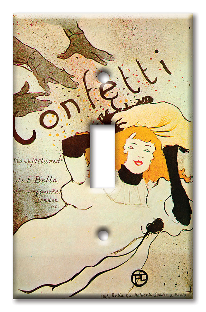 Art Plates - Decorative OVERSIZED Switch Plates & Outlet Covers - Lautrec: Confetti
