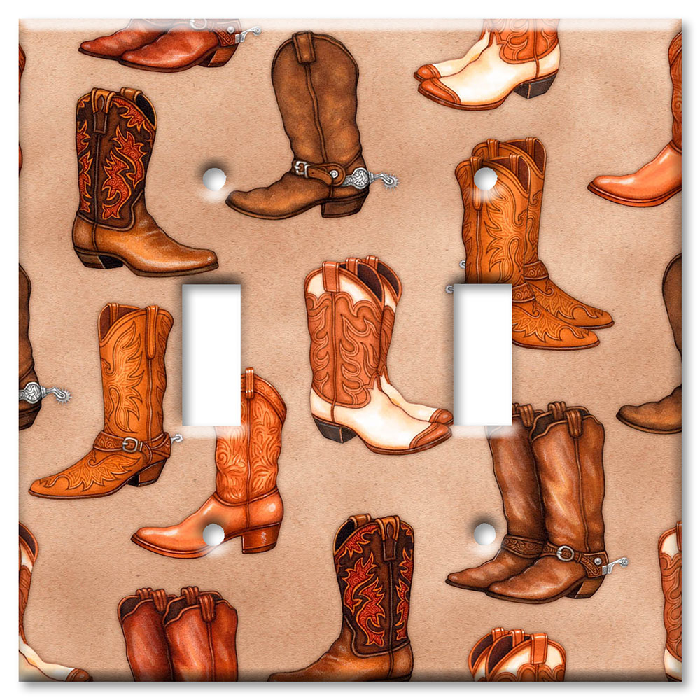 Art Plates - Decorative OVERSIZED Wall Plates & Outlet Covers - Cowboy Boots (Tan) - Image by Dan Morris