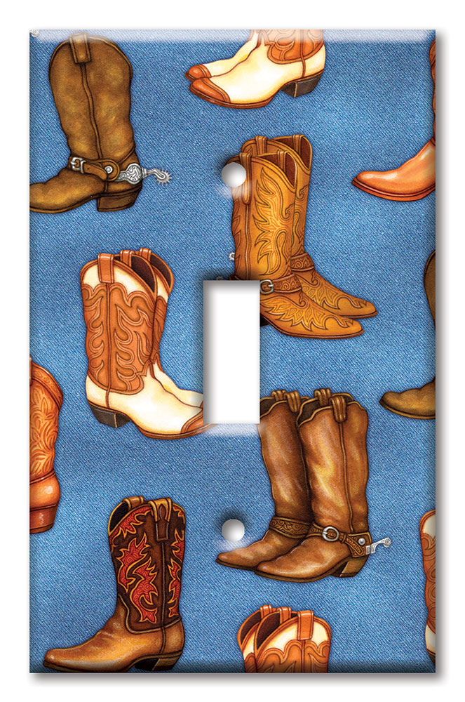 Art Plates - Decorative OVERSIZED Wall Plates & Outlet Covers - Cowboy Boots (Denim) - Image by Dan Morris