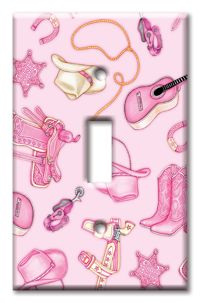 Art Plates - Decorative OVERSIZED Wall Plates & Outlet Covers - Cow Girl (Pink) - Image by Dan Morris